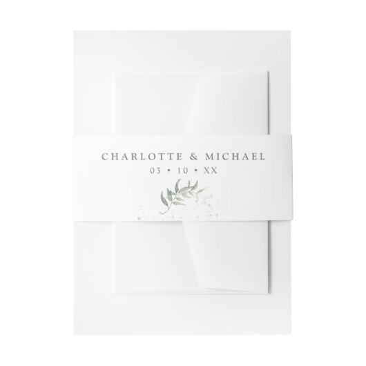 Botanische Hochzeit des Wasserfarbenblattes Einladungsbanderole (Vorderseite Beispiel)