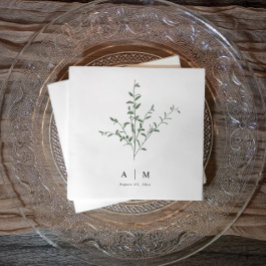 Botanische Hochzeit einer modernen, einfachen Zwei Serviette