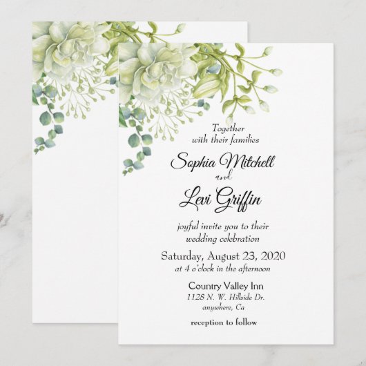 Botanische Hochzeit Einladung (Vorne/Hinten)