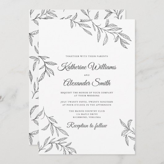 Botanische Hochzeit Einladung (Vorne/Hinten)