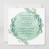 Botanische Hochzeit: Fresh Eukalyptus Blätter Einladung (Vorderseite)