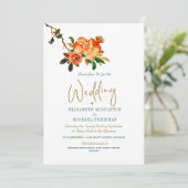 Botanische Hochzeit Gold Elegante Modernes Granata Einladung (Stehend Vorderseite)