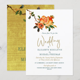 Botanische Hochzeit Gold Elegante Modernes Granata Einladung