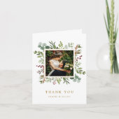 Botanische Hochzeit Gold Vielen Dank Foto Karte (Vorderseite)