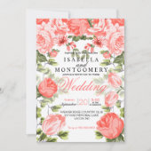 Botanische Hochzeit Hübscher Korallen Einladung (Vorderseite)