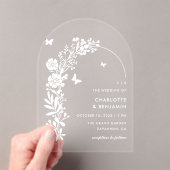 Botanische Hochzeit im eleganten Weißen Schmetterl Acryleinladungen (Insitu (Handheld))