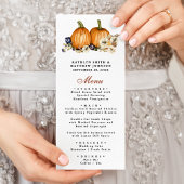 Botanische Hochzeit im Herbst des rustikalen Kürbi Menükarte