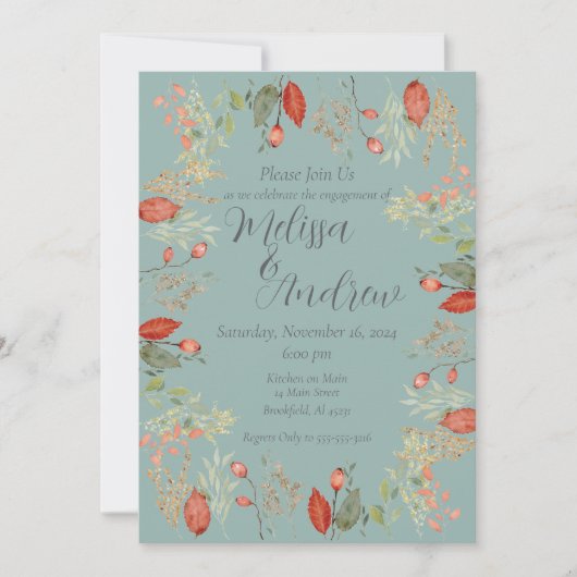 Botanische Hochzeit im Herbst Einladung (Vorderseite)