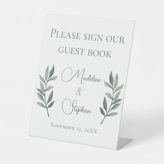 Botanische Hochzeit im Herbst Gästebuch-Schild Sockelschild (Vorderseite)