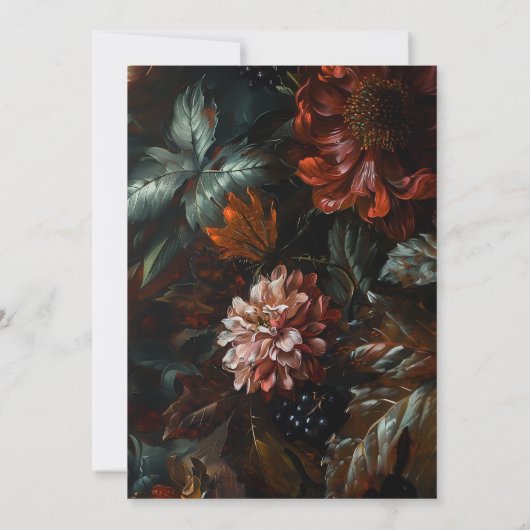 Botanische Hochzeit im Herbst Kunsthandwerk Save The Date (Rückseite)