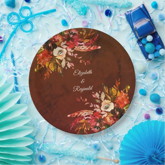 Botanische Hochzeit im Herbst Pappteller (Party)