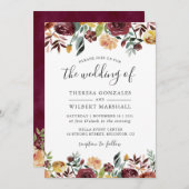 Botanische Hochzeit im Herbst vom Herbst Rotes Ora Einladung (Vorne/Hinten)