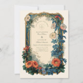 Botanische Hochzeit im Jugendstil - elegante Rahme Einladung (Vorderseite)