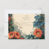 Botanische Hochzeit im Jugendstil - elegante Rahme RSVP Karte (Vorderseite)