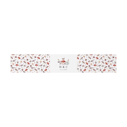 Botanische Hochzeit im Pilz Einladungsbanderole (Flach)