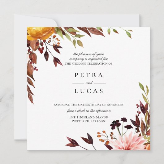 Botanische Hochzeit im Rustikalen Herbstwald Einladung (Vorderseite)