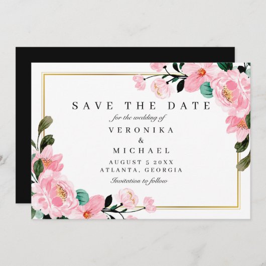 Botanische Hochzeit im Wasser Save The Date (Vorne/Hinten)