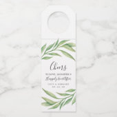 Botanische Hochzeit im Wasserfarben jubelt der Lie Flaschenanhänger (Vorderseite)