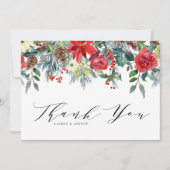 Botanische Hochzeit im Wasserfarben Winter Blooms Dankeskarte (Vorderseite)