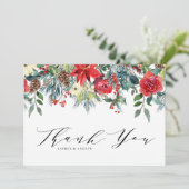 Botanische Hochzeit im Wasserfarben Winter Blooms Dankeskarte (Stehend Vorderseite)