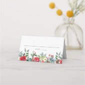 Botanische Hochzeit im Wasserfarben Winter Blooms  Platzkarte (Vorderseite)
