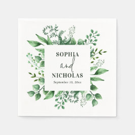 Botanische Hochzeit im Wasserfarbenwald Serviette