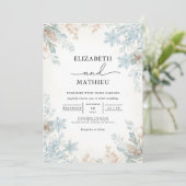 Botanische Hochzeit im Winter Frost Einladung (Stehend Vorderseite)
