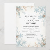 Botanische Hochzeit im Winter Frost Einladung (Vorne/Hinten)