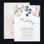 Botanische Hochzeit in Blau und Pfirsich Einladung<br><div class="desc">Peach and blue floral wedding Einladung: Diese wunderschöne Naturgarten Hochzeitseinladung mit einem Wasserfarbenfallen oben mit pfirsich und dunkelblauen Blume und grünen Blätter. Zusammen mit einem fließenden handgeschriebenen Style-Skript und einem sauberen serifenlosen Schriftart wird diese Hochzeitseinladung bestimmt alle Ihre Gäste beeindrucken! Auf der Rückseite befindet sich ein Gartenkranz mit Platz für...</div>