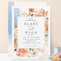 Botanische Hochzeit in Blau und Pfirsich