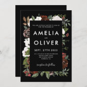 Botanische Hochzeit in Burgund Einladung (Vorne/Hinten)