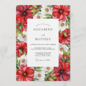 Botanische Hochzeit in Crimson Lush Einladung (Vorderseite)
