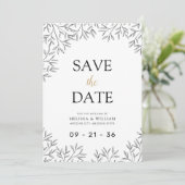 Botanische Hochzeit in der Modernen Linie Save The Date (Stehend Vorderseite)