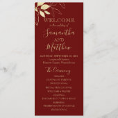Botanische Hochzeit in dunkelrot & goldblättern Programm (Vorderseite)
