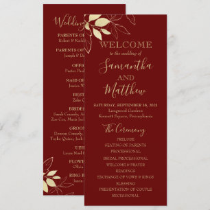 Botanische Hochzeit in dunkelrot & goldblättern Programm