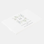 Botanische Hochzeit in elegantem Monogramm Gästebuch (Ecke)