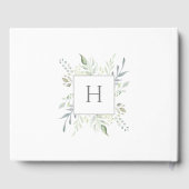 Botanische Hochzeit in elegantem Monogramm Gästebuch (Rückseite)