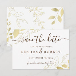 Botanische Hochzeit in Gold-Foliage speichern Sie  Save The Date