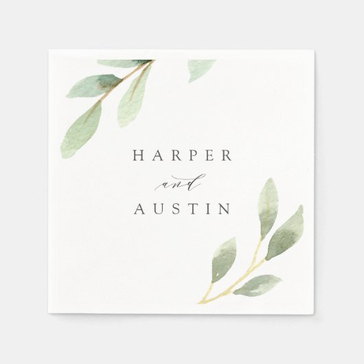 Botanische Hochzeit in Grünblättern Serviette (Vorderseite)