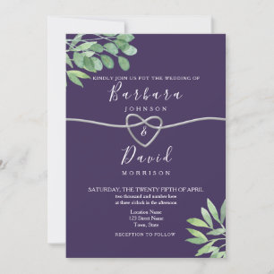 Botanische Hochzeit in Lila Einladung