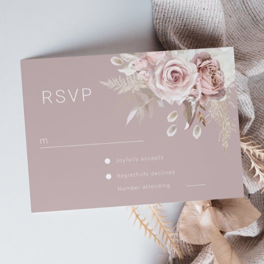 Botanische Hochzeit in Luxus Blush RSVP Karte