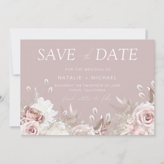Botanische Hochzeit in Luxus Blush Save The Date (Vorderseite)
