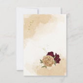 Botanische Hochzeit in Maroon-Beige Dankeskarte (Rückseite)