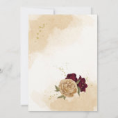 Botanische Hochzeit in Maroon-Beige Einladung (Rückseite)