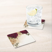 Botanische Hochzeit in Maroon-Beige Rechteckiger Pappuntersetzer (Vor Ort)