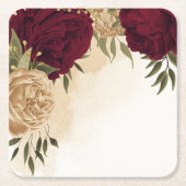 Botanische Hochzeit in Maroon-Beige Rechteckiger Pappuntersetzer (Vorderseite)