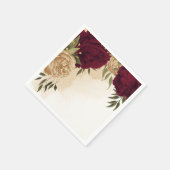 Botanische Hochzeit in Maroon-Beige Serviette (Ecke)
