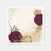 Botanische Hochzeit in Maroon-Beige Serviette (Vorderseite)