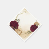 Botanische Hochzeit in Maroon-Beige Serviette (Ecke)