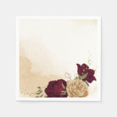 Botanische Hochzeit in Maroon-Beige Serviette (Vorderseite)